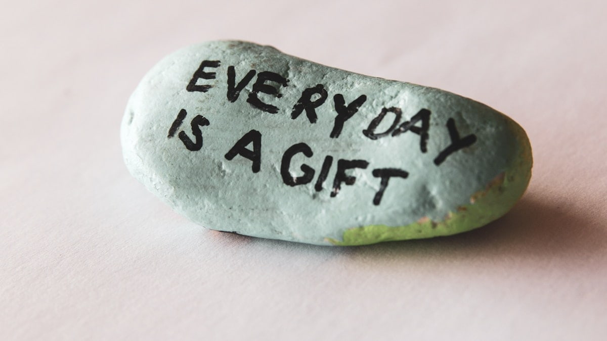 Stone with motivational message